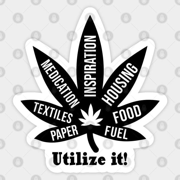 Weed Leaf Utilize It Sticker by defytees